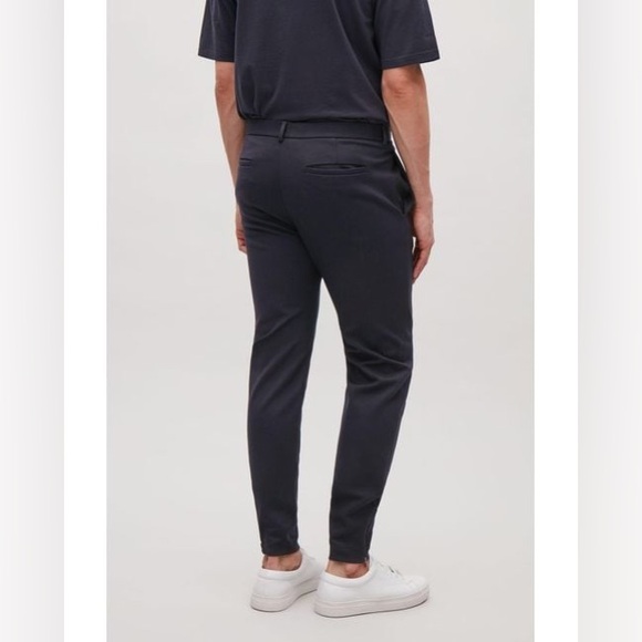 COS Men Pant Jersey Stretch Slim Trousers Zip Ankle Dark Green Size EU 48 - Picture 3 of 15